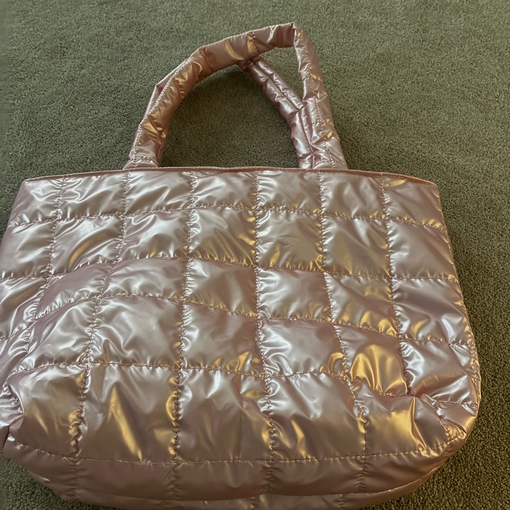 SHEIN Quilted Metallic Mauve Tote